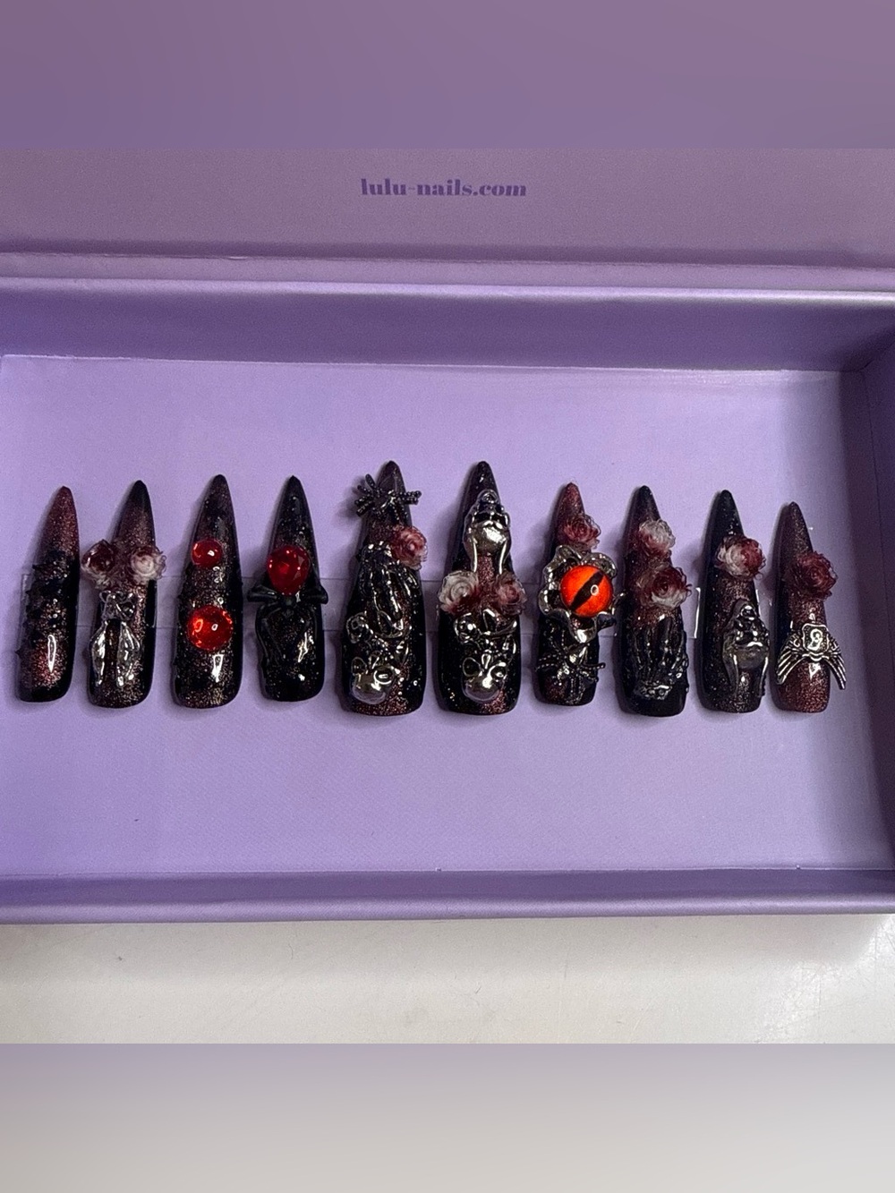 Gothic Black & Red Stiletto Press-On Nails